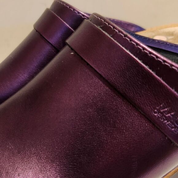 Maguba of Sweden Metallic Purple Leather Wooden Heel Clogs Size 9/40 Ret.$189 - Picture 6 of 12